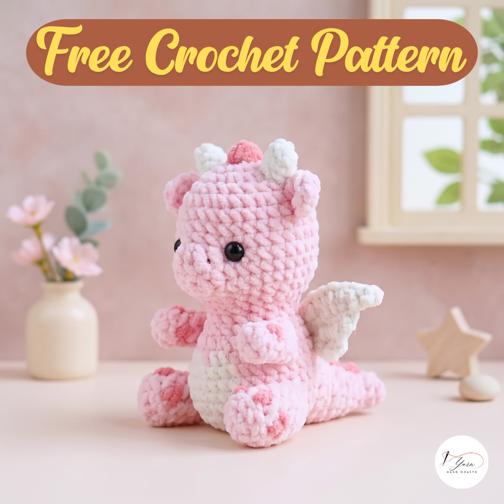 Baby Dragon Crochet Pattern PDF, Cute Pink Amigurumi Plush Tutorial