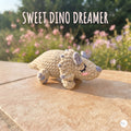 Crochet Triceratops Plush, Handmade Sleeping Dinosaur Amigurumi, Soft Chenille Dino Stuffed Animal, Nursery Decor, Dino Lover Gift