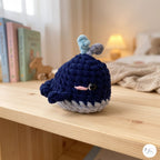Handmade Crochet Whale Plush, Navy Blue Amigurumi Whale, Soft Ocean Animal Stuffed Toy, Whale Lover Gift, Nautical Nursery Decor