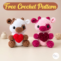 Valentine Cow Crochet Pattern PDF, Heart Cow Amigurumi Plush