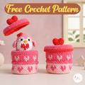 Penguin Gift Box Crochet Pattern PDF, Valentine Heart Amigurumi Storage Box