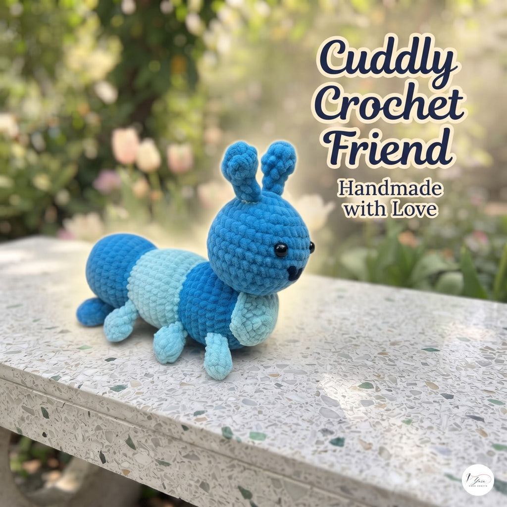 Handmade Crochet Ant Plush, Blue Amigurumi Insect Stuffed Animal, Soft Bug Toy, Nature Lover Gift, Nursery Decor