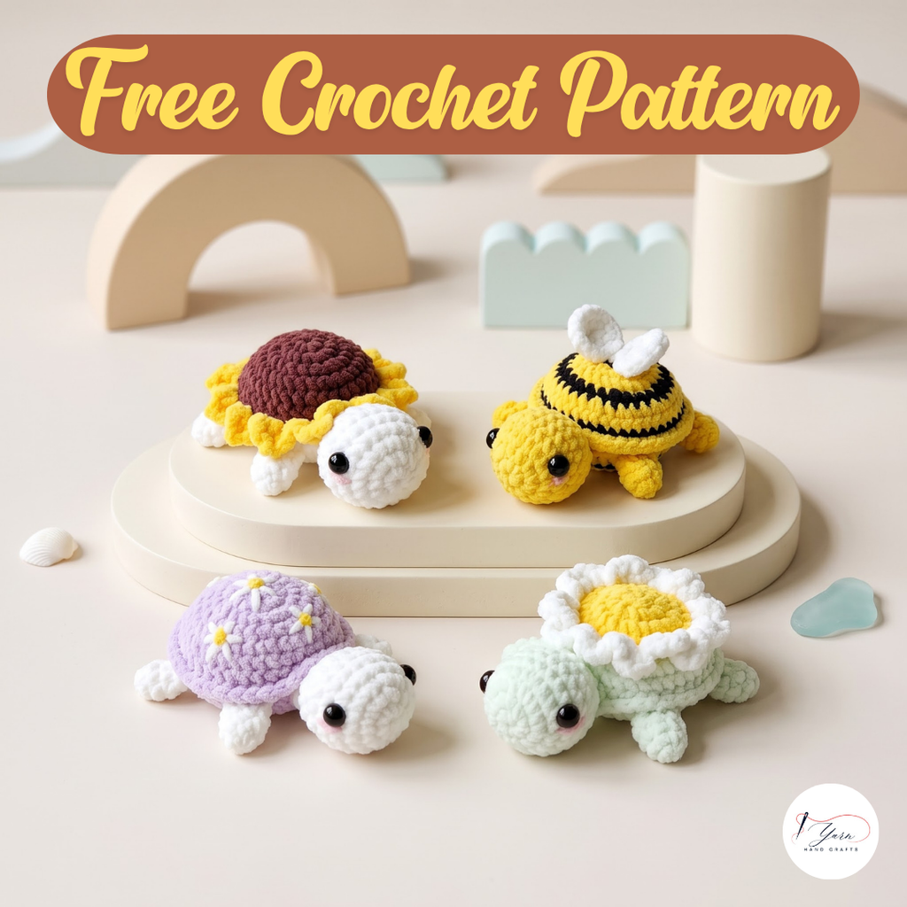 Turtle Crochet Pattern Bundle PDF, Sunflower Bee Daisy and Lavender Turtle Amigurumi Patterns, Cute Floral Turtle Plush