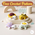 Turtle Crochet Pattern Bundle PDF, Sunflower Bee Daisy and Lavender Turtle Amigurumi Patterns, Cute Floral Turtle Plush