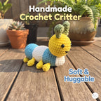 Crochet Bee Plush, Handmade Blue Yellow Amigurumi Bumblebee, Soft Stuffed Insect Toy, Bee Lover Gift, Garden Nursery Decor