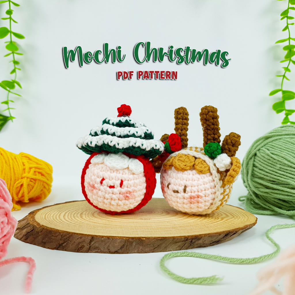Christmas Mochi Crochet Pattern PDF, Cute Mochi Doll Amigurumi, Christmas Tree & Reindeer Crochet Tutorial,