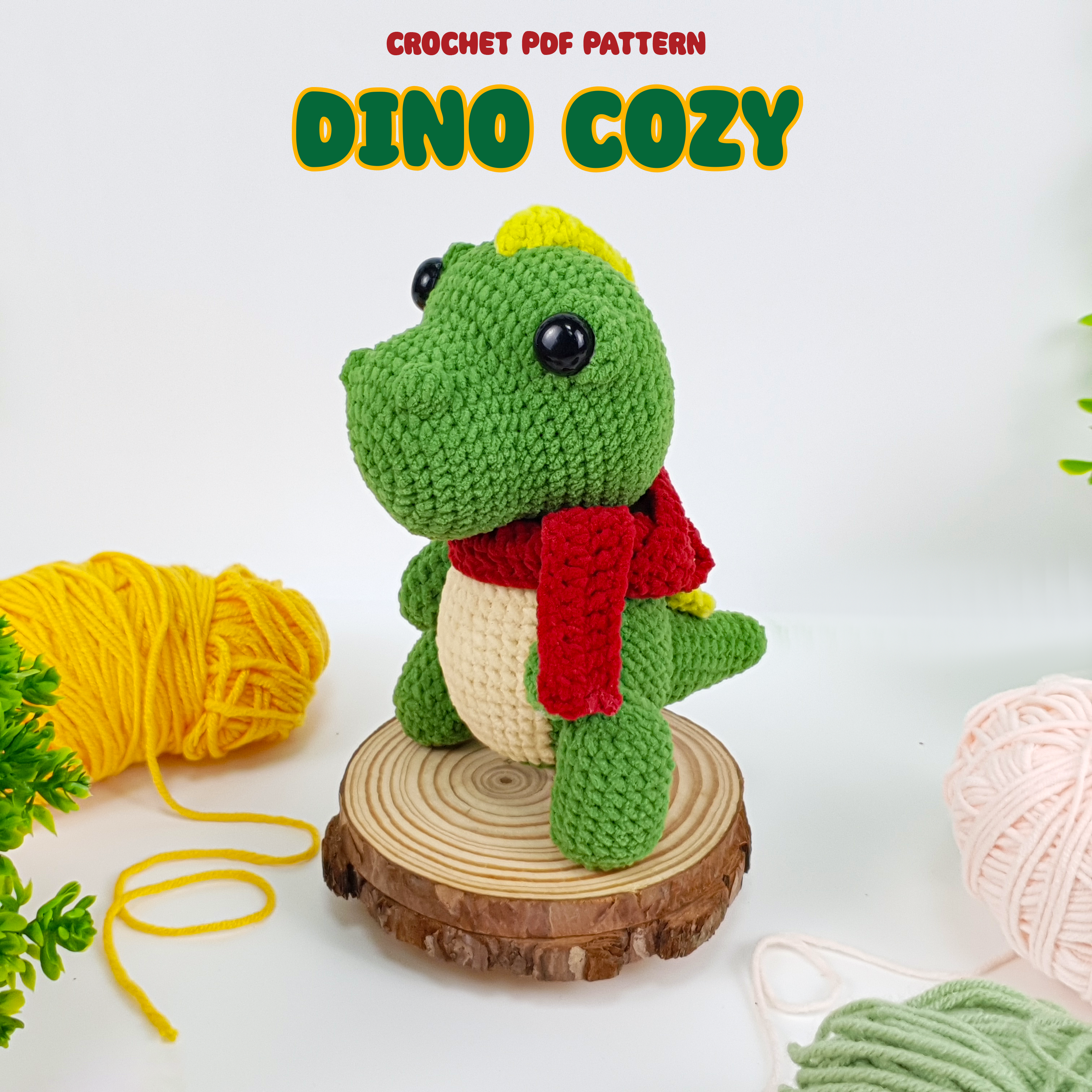 Dino Cozy Crochet Pattern PDF, Cute Dinosaur Amigurumi, Velvet Plush Crochet Tutorial, DIY Gift