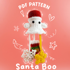 Santa Boo Crochet Pattern PDF, Christmas Ghost Amigurumi, Cute Holiday Ornament, Beginner Crochet