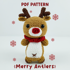 Reindeer Crochet Pattern PDF, Christmas Amigurumi Deer, Cute Holiday Plush Tutorial, Merry Antlers