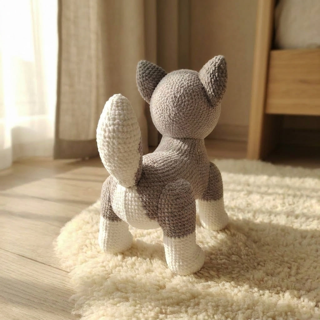 Grey White Dog Crochet Pattern PDF, Husky Dog Amigurumi Tutorial, Puppy Crochet Pattern