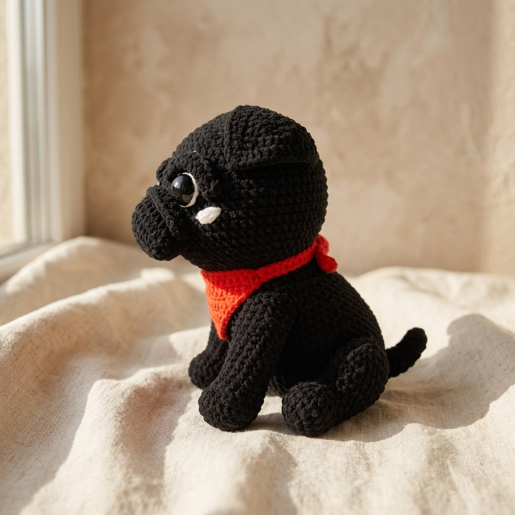 Midnight Pug Crochet Pattern PDF, Cute Black Pug Amigurumi Tutorial, Dog Plush Crochet Pattern