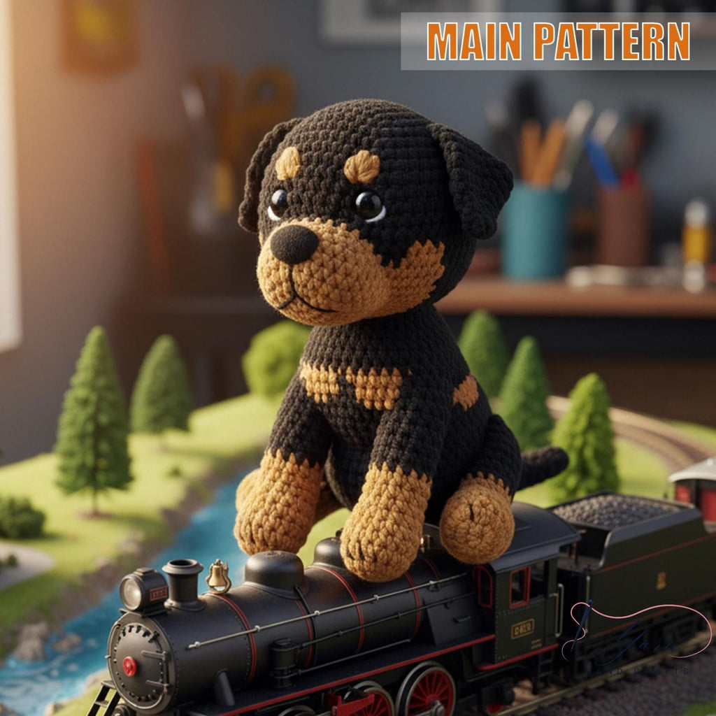 Crochet Puppy Dog Plush Toy, Handmade Amigurumi Dog Doll, Rottweiler Crochet Pattern, Husky Doberman Stuffed Animal, Cute Dog Lover Gift