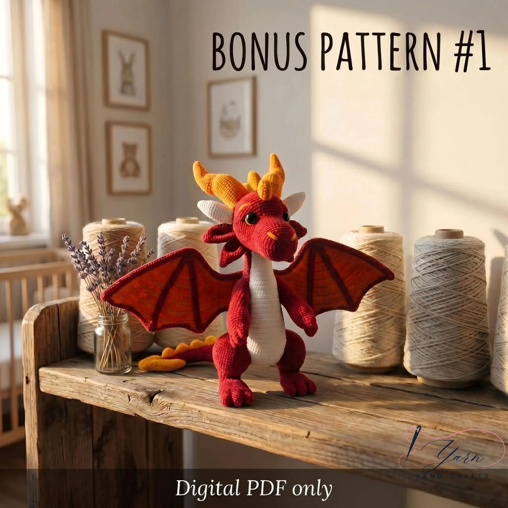 Crochet Dragon Plush Toy, Handmade Amigurumi Dragon, Cute Fantasy Dragon Doll, Stuffed Dragon Animal, Baby Nursery Decor, Dragon Gift