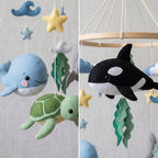 Handmade Felt Ocean Animal Baby Mobile – Whale, Dolphin, Turtle, Shark & Orca Nursery Decor