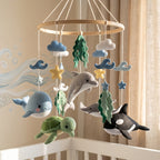 Handmade Felt Ocean Animal Baby Mobile – Whale, Dolphin, Turtle, Shark & Orca Nursery Decor