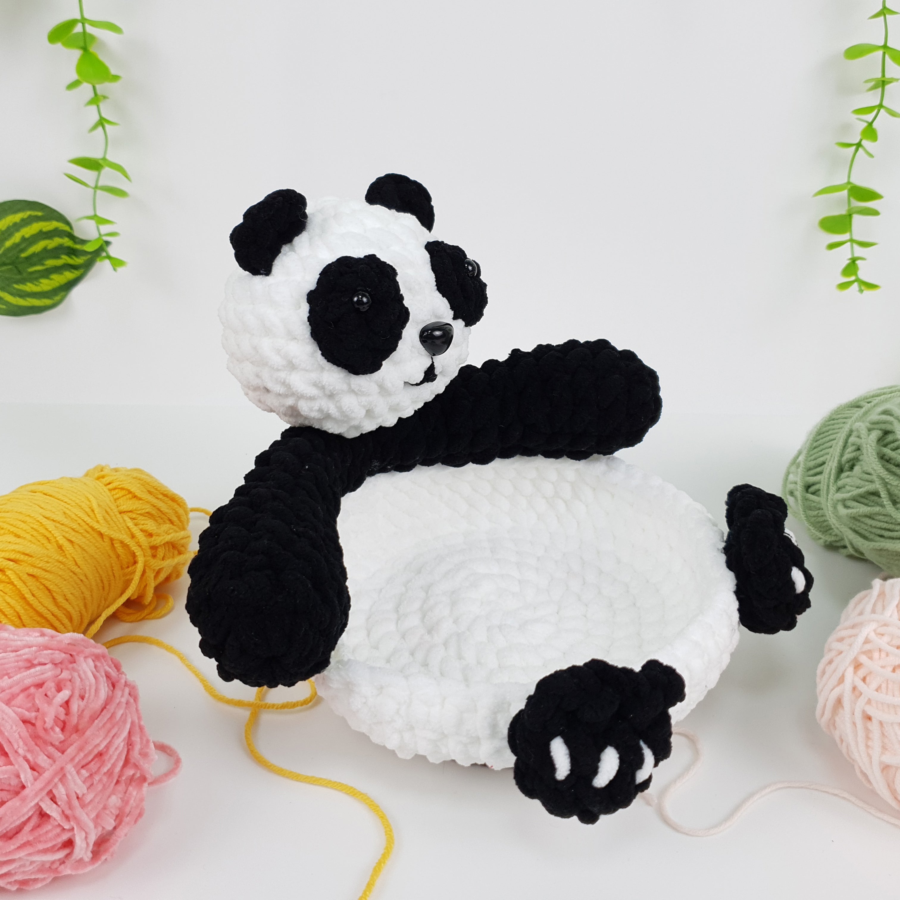 Panda Basket Crochet Pattern PDF, Cute Panda Storage Basket Amigurumi Tutorial