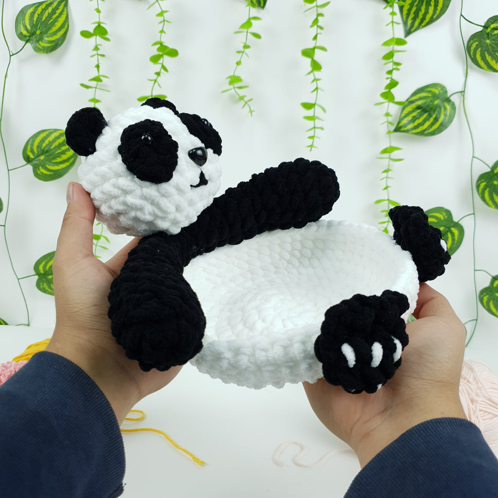 Panda Basket Crochet Pattern PDF, Cute Panda Storage Basket Amigurumi Tutorial