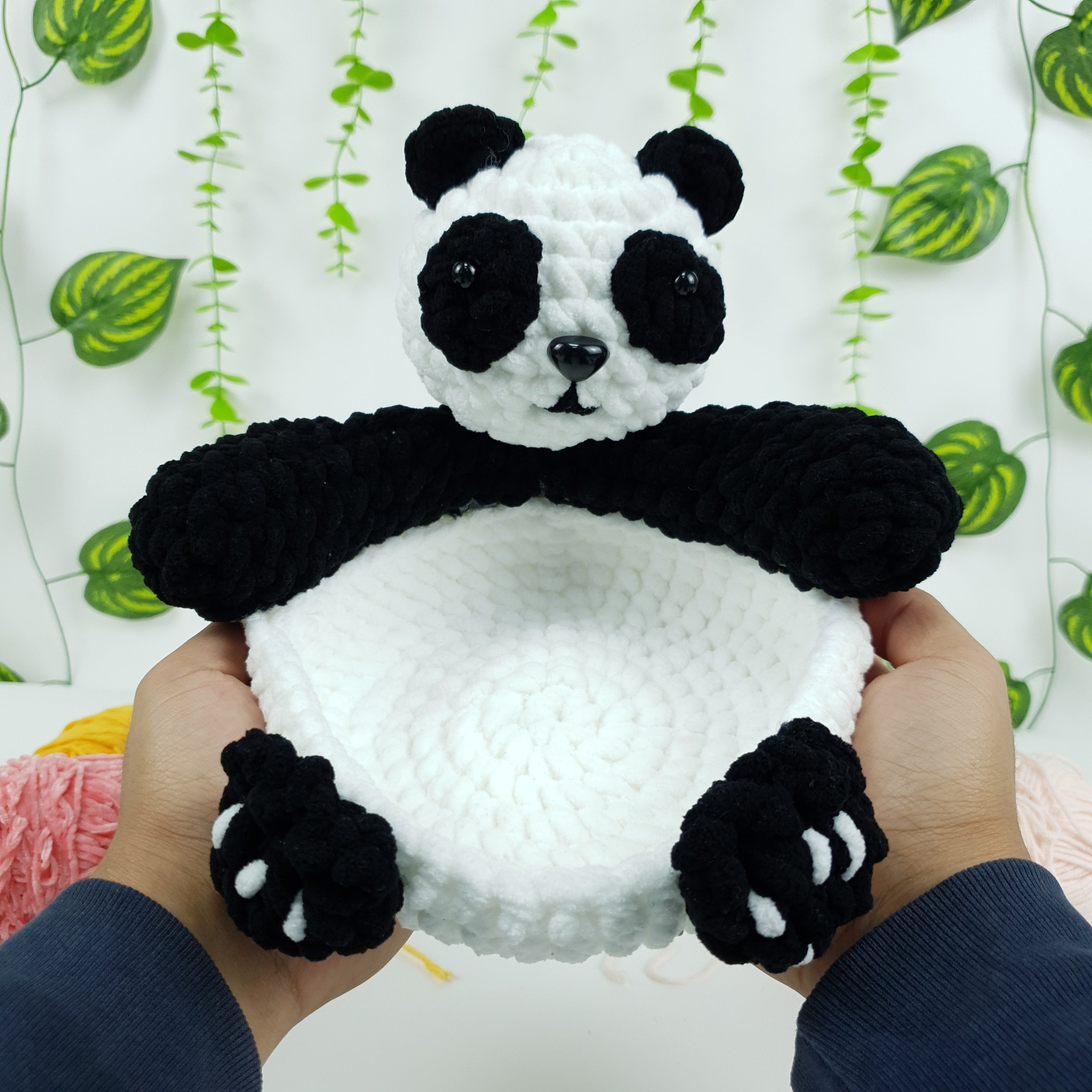 Panda Basket Crochet Pattern PDF, Cute Panda Storage Basket Amigurumi Tutorial