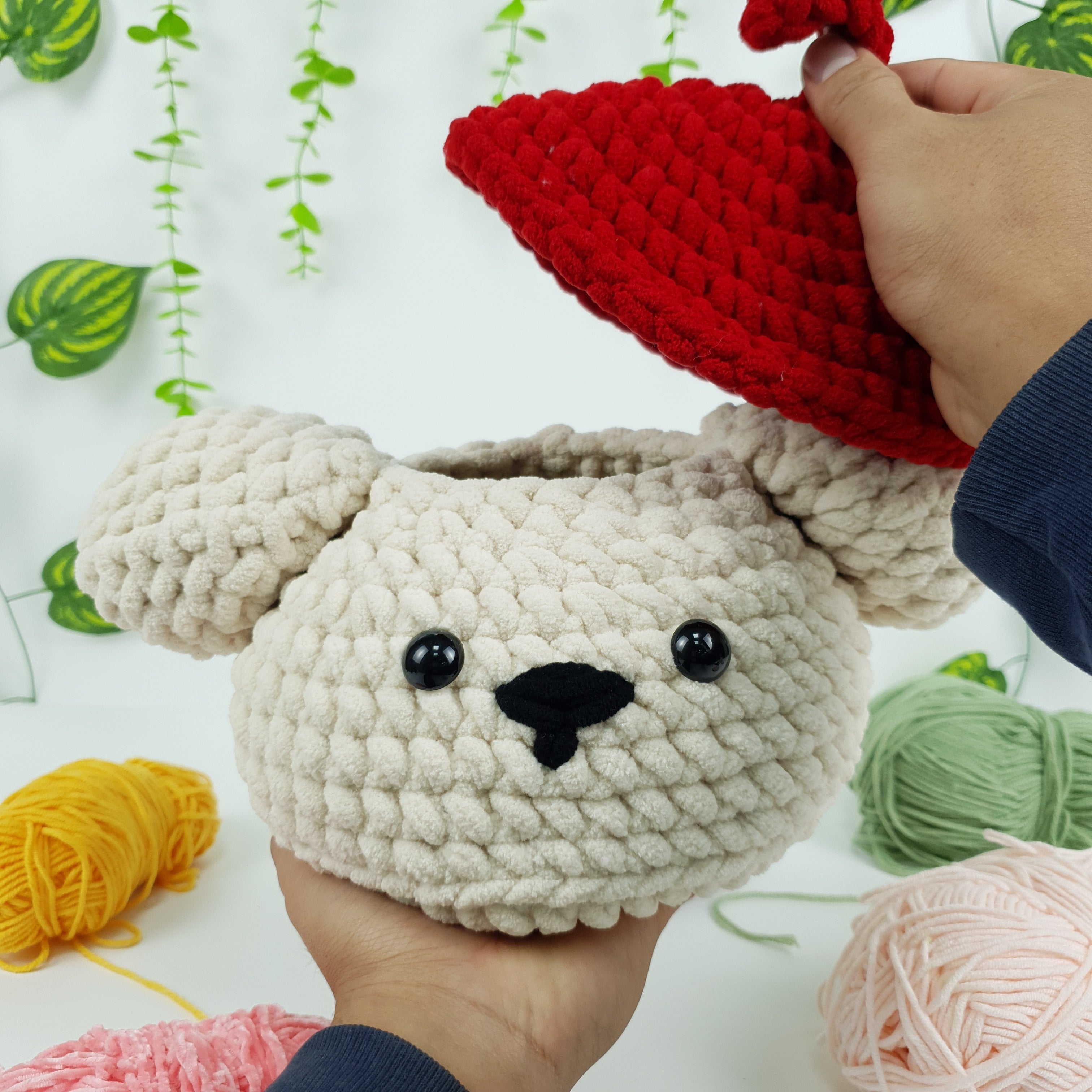 No Sew Pudding Dog Crochet Pattern PDF, Cute Dog Basket Crochet Tutorial