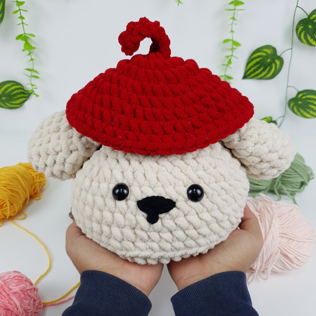 No Sew Pudding Dog Crochet Pattern PDF, Cute Dog Basket Crochet Tutorial