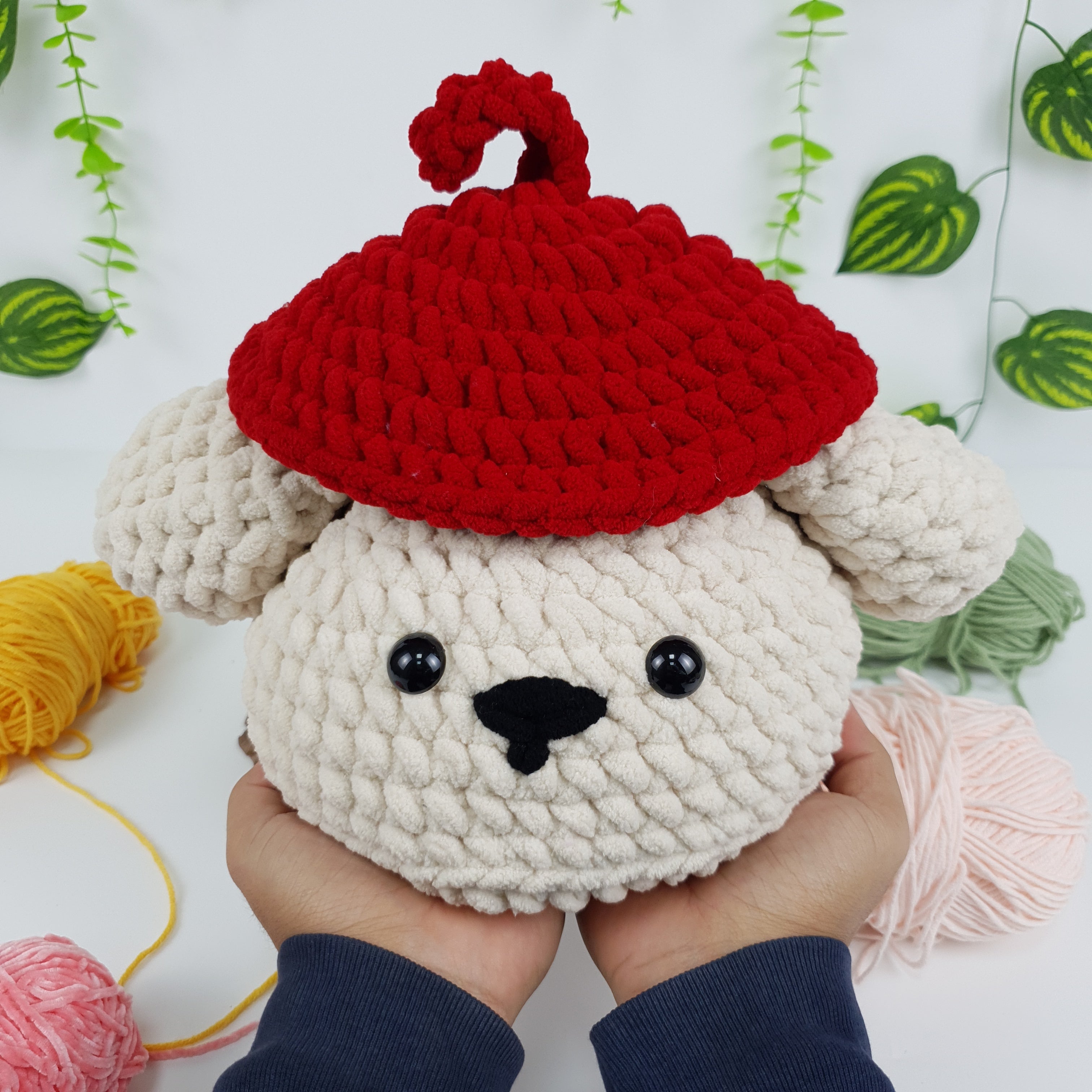 No Sew Pudding Dog Crochet Pattern PDF, Cute Dog Basket Crochet Tutorial