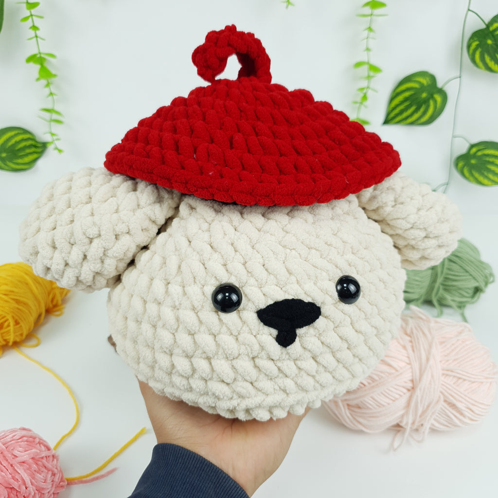 No Sew Pudding Dog Crochet Pattern PDF, Cute Dog Basket Crochet Tutorial