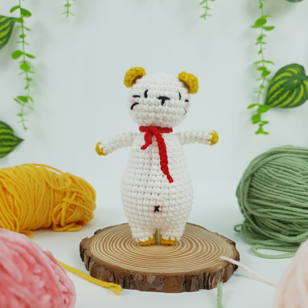 White Cat Crochet Pattern PDF, Cute Standing Cat Amigurumi, Kawaii Kitty Crochet Tutorial,