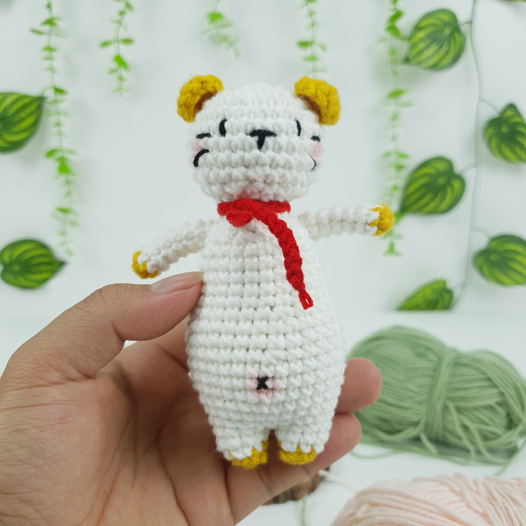 White Cat Crochet Pattern PDF, Cute Standing Cat Amigurumi, Kawaii Kitty Crochet Tutorial,