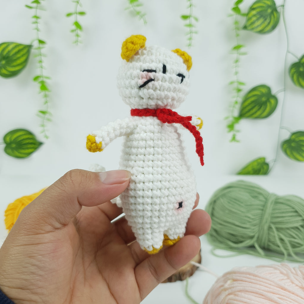 White Cat Crochet Pattern PDF, Cute Standing Cat Amigurumi, Kawaii Kitty Crochet Tutorial,