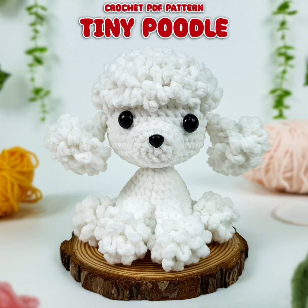 Tiny Poodle Crochet Pattern PDF, Snowy Poodle Amigurumi Tutorial
