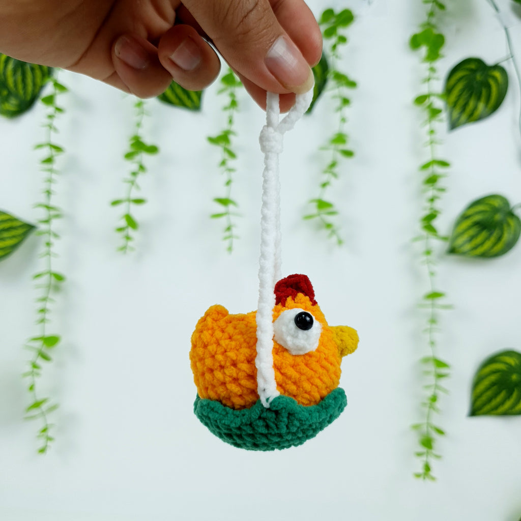 Wacky Rooster Crochet Pattern PDF, Mini Chicken in Eggshell Amigurumi Tutorial