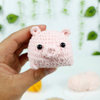 Mini Pig Crochet Pattern PDF, Piggy Puff Amigurumi Tutorial, Cute Pocket Pig Plush