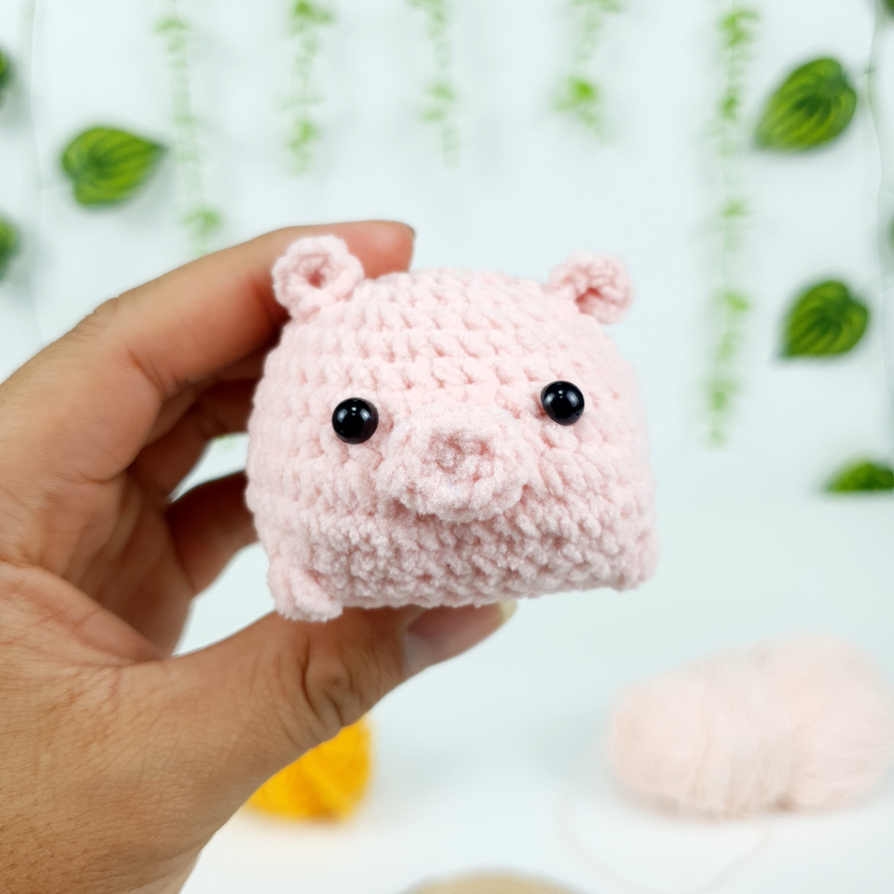 Mini Pig Crochet Pattern PDF, Piggy Puff Amigurumi Tutorial, Cute Pocket Pig Plush
