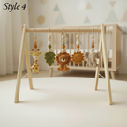 Personalized Safari Baby Gym, Handmade Wooden Play Gym, Crochet Jungle Animals, Montessori Frame, Neutral Nursery Gift