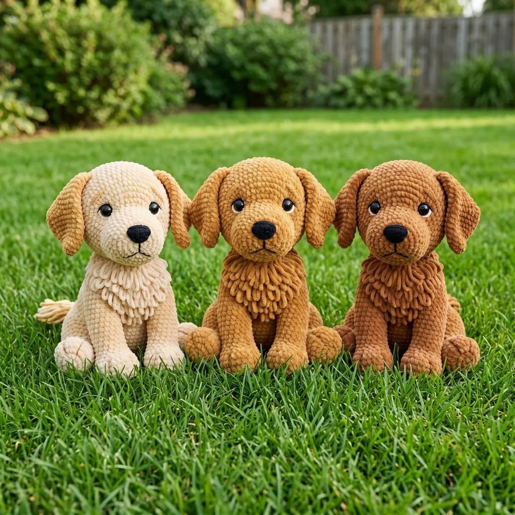 Handmade Crochet Puppy Dog Plush Toy, Cute Amigurumi Dog Stuffed Animal, Soft Kawaii Puppy Doll, Nursery Decor, Baby Gift, Dog Lover Gift