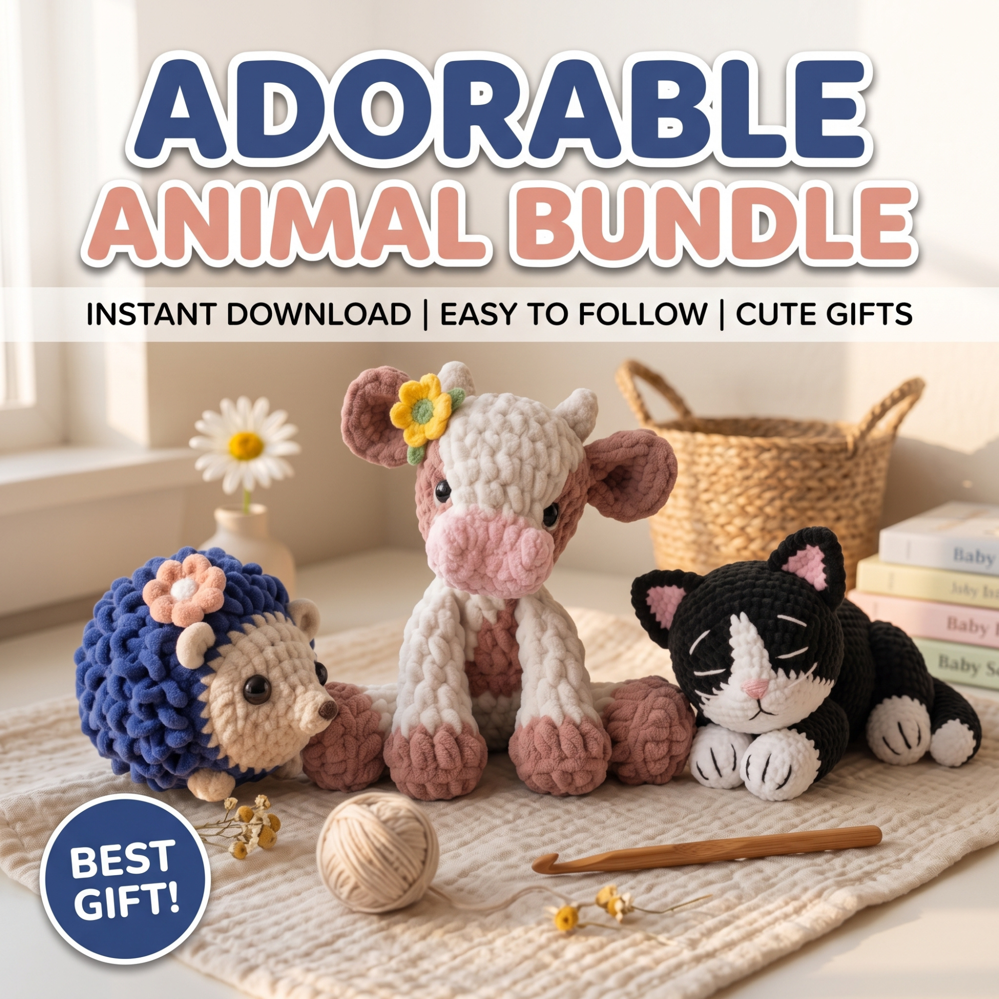 Handmade Crochet Dog Plush Toy, Cute Amigurumi Puppy Stuffed Animal, Soft Yarn Dog Doll, Cozy Nursery Decor, Unique Handmade Gift