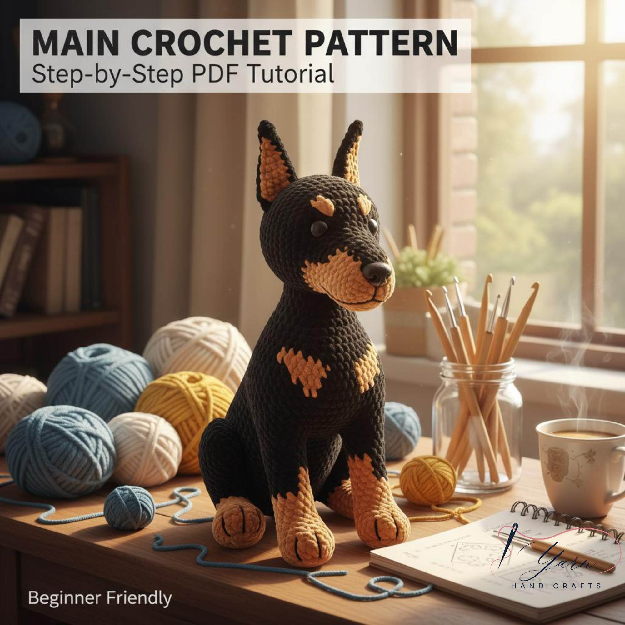 Crochet Dog Pattern Set, Handmade Amigurumi Dog Toy Design, Cute Puppy Crochet Pattern, DIY Stuffed Animal, Beginner Friendly Craft Gift