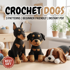 Crochet Dog Pattern Set, Handmade Amigurumi Dog Toy Design, Cute Puppy Crochet Pattern, DIY Stuffed Animal, Beginner Friendly Craft Gift