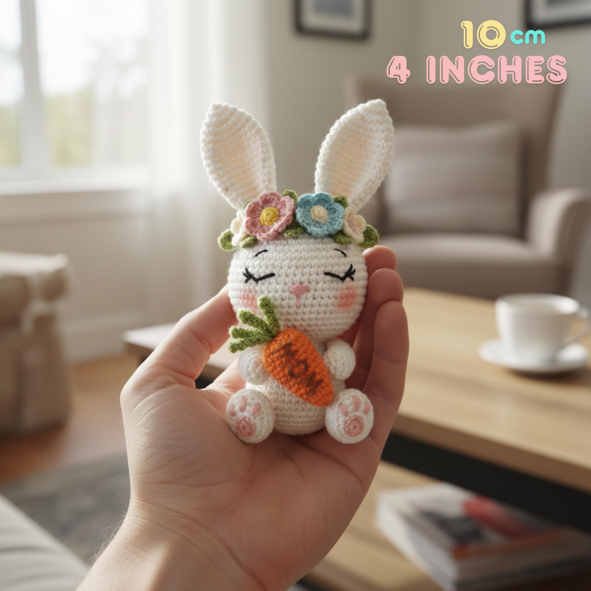 Crochet Bunny Plush Toy, Handmade Amigurumi Rabbit Doll, Kawaii Easter Bunny Gift, Cute Nursery Decor, Soft Crochet Animal, Baby Shower Gift