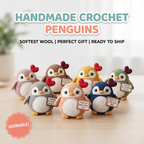 Crochet Penguin Plush Toy, Handmade Amigurumi Penguin Doll, Cute Kawaii Animal Plush, Winter Gift, Baby Shower Gift, Nursery Decor