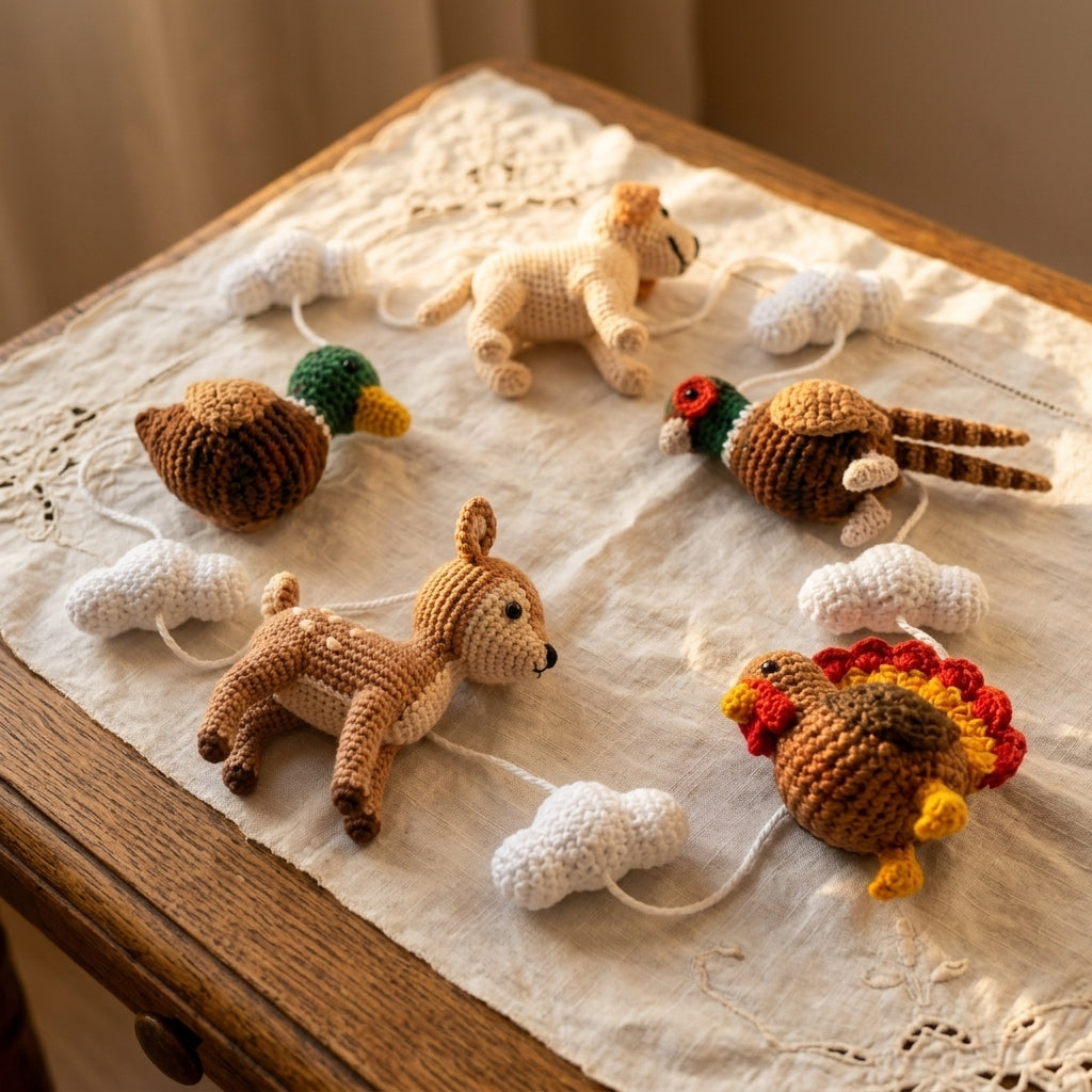 Handmade Felt Woodland Animal Baby Mobile – Hunting Nursery Crib Decor
