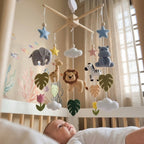 Safari Friends Felt Crib Mobile – Handmade Tropical Nursery Hanging Decor