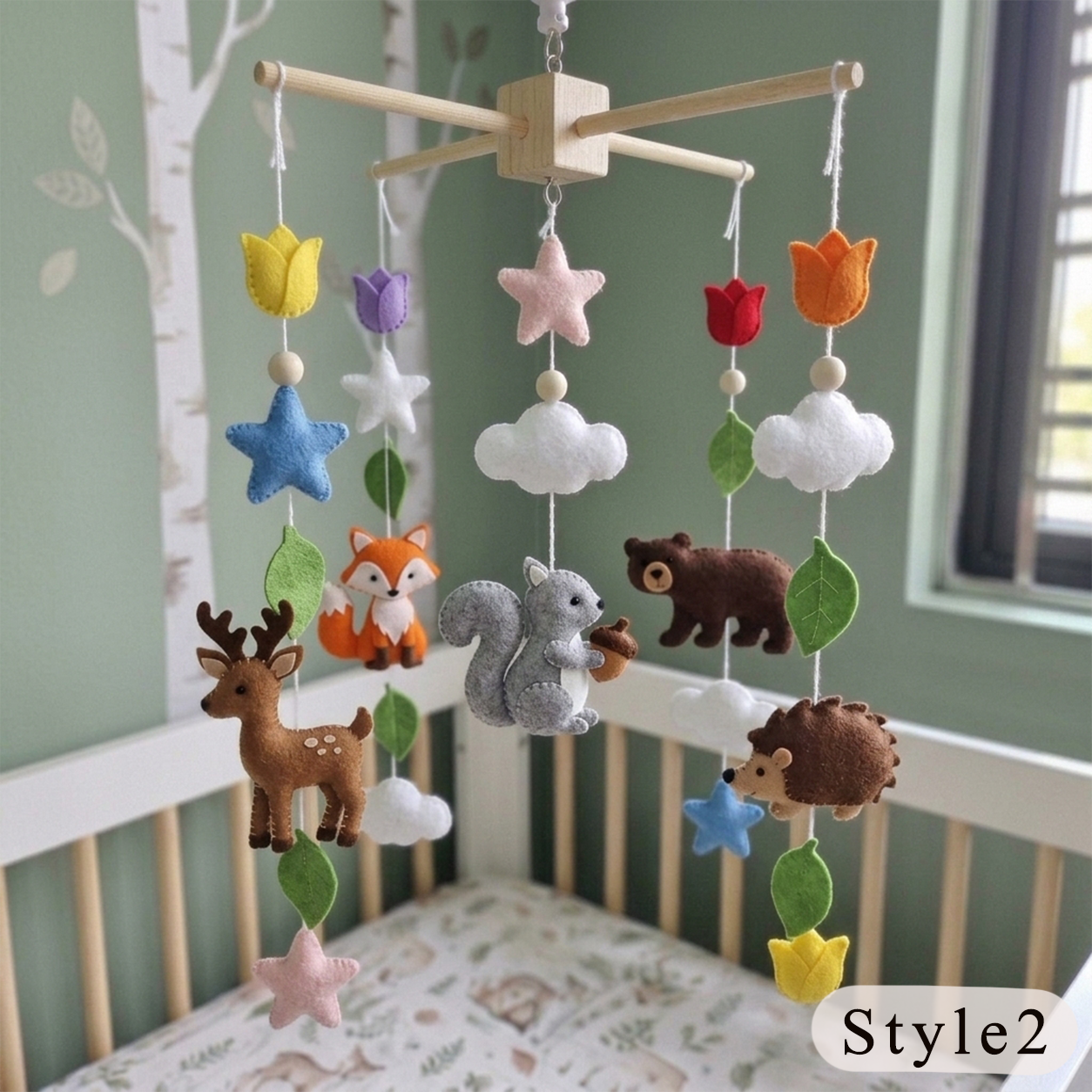 Handmade Felt Woodland Baby Mobile – Forest Nursery Crib Decor