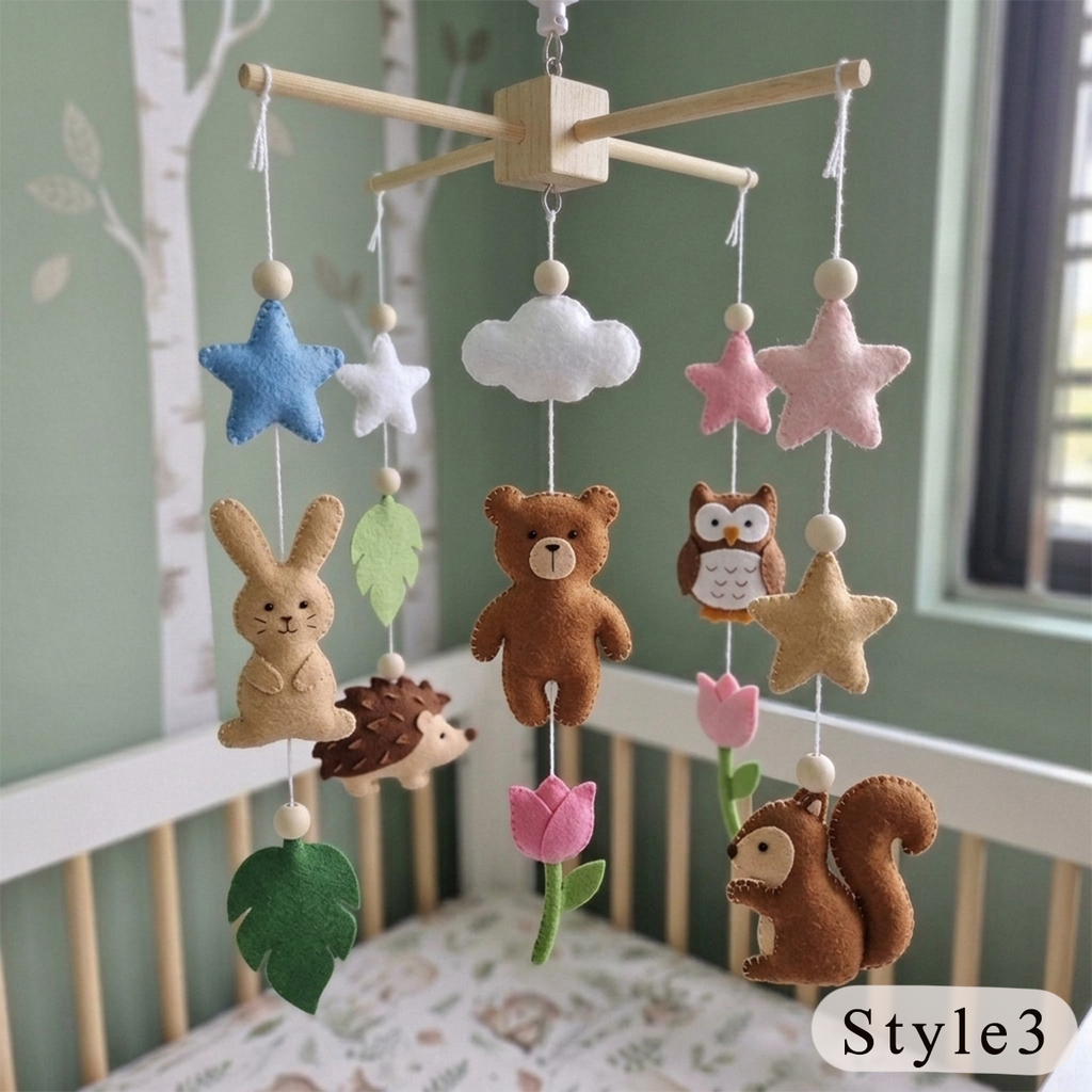 Handmade Felt Woodland Baby Mobile – Forest Nursery Crib Decor