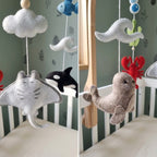 Handmade Felt Ocean Animal Baby Mobile – Whale, Dolphin & Turtle Nursery Decor