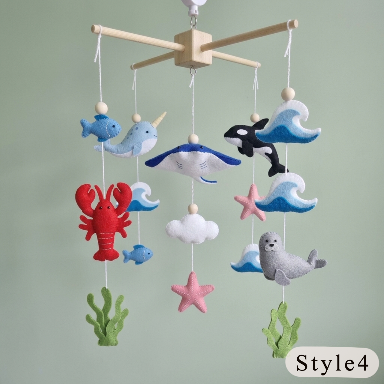 Handmade Felt Ocean Animal Baby Mobile – Whale, Dolphin & Turtle Nursery Decor
