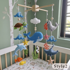 Handmade Felt Ocean Animal Baby Mobile – Whale, Dolphin & Turtle Nursery Decor