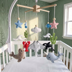 Handmade Felt Ocean Animal Baby Mobile – Whale, Dolphin & Turtle Nursery Decor