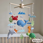 Handmade Felt Ocean Animal Baby Mobile – Whale, Turtle, Dolphin & Crab Nursery Decor