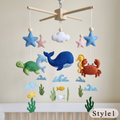 Handmade Felt Ocean Animal Baby Mobile – Whale, Turtle, Dolphin & Crab Nursery Decor